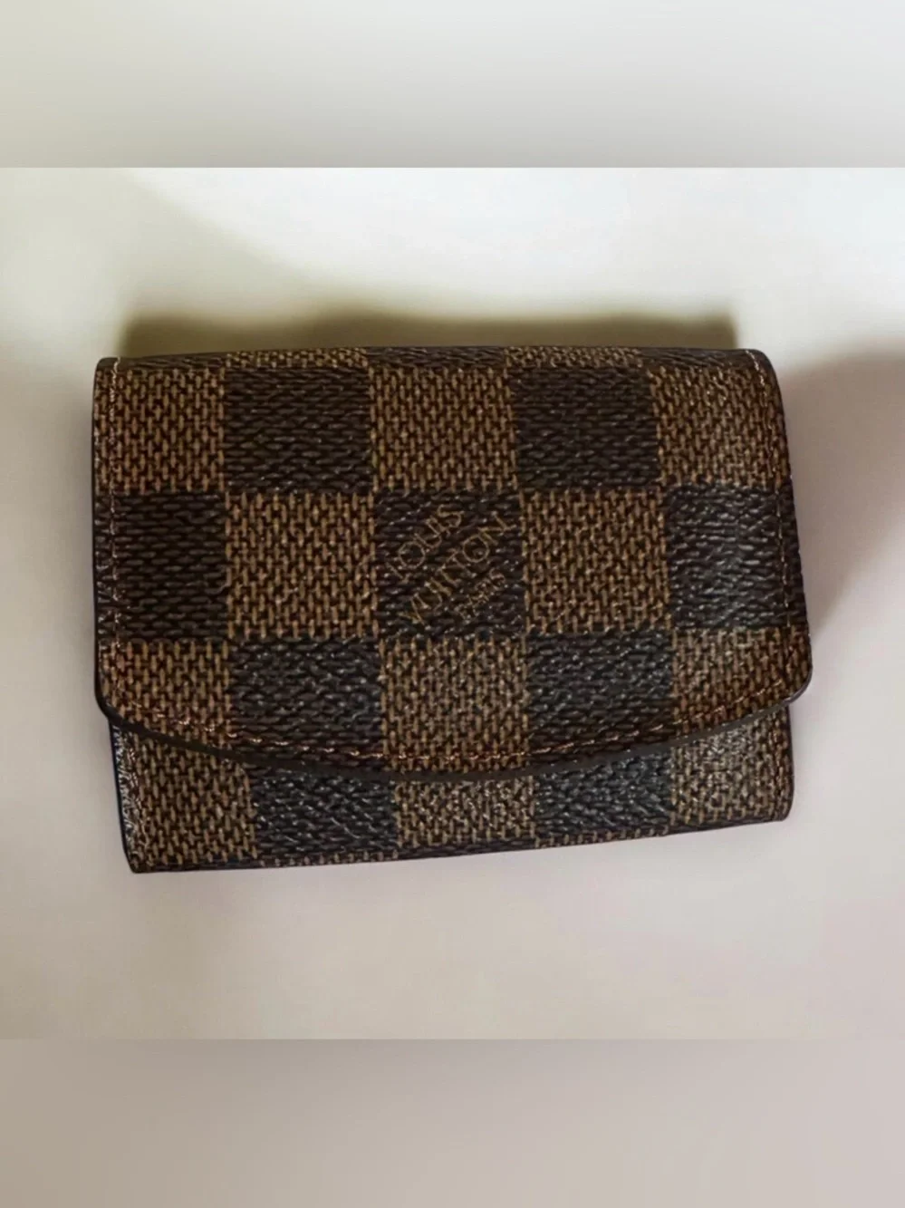 Louis Vuitton Damier Ebene Cufflinks Case With LV 925 Sterling Silver Cufflinks